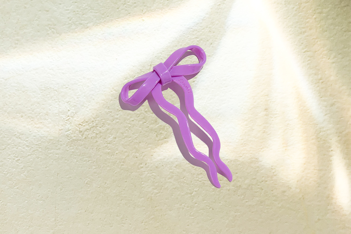 purple bow hairpin