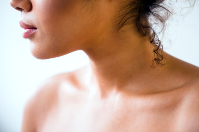 Close up of Mixed Race woman with bare shoulders