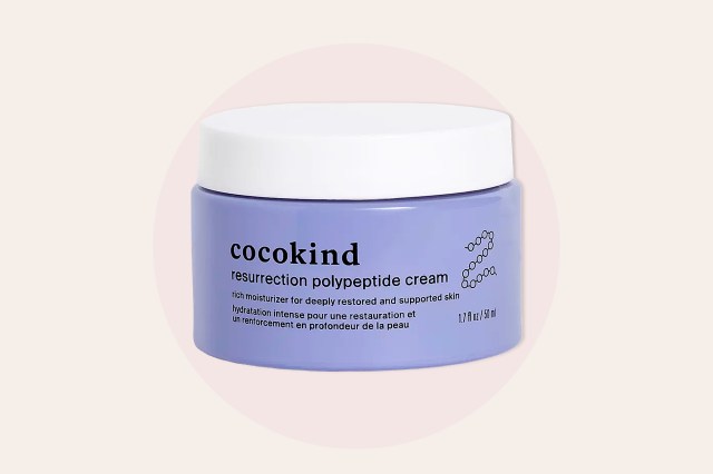 Purple and white jar of cocokind resurrection polypeptide cream