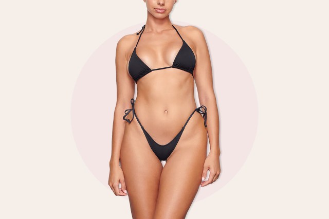 Image of woman in black, string bikini