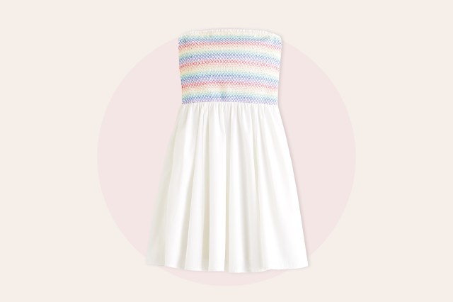 White dress with rainbow coloring on top