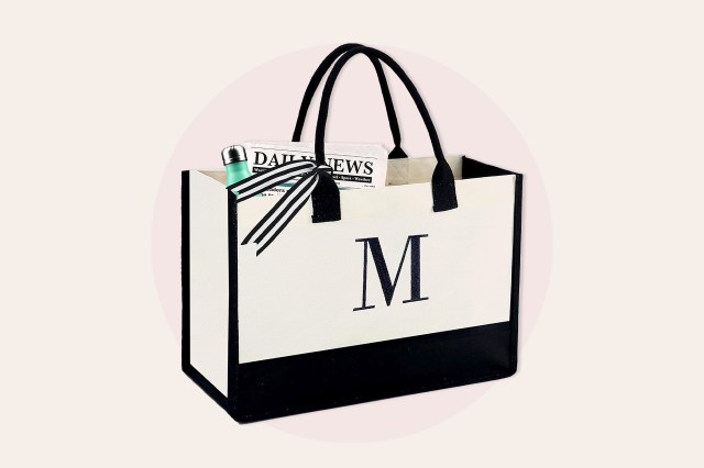 Black and white bag with letter "M"