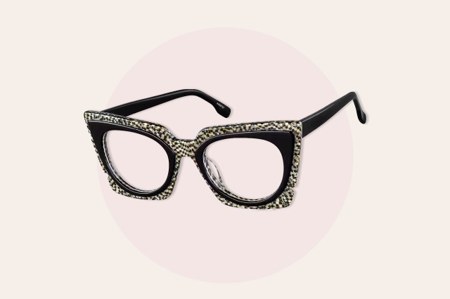 Patterned, black glasses frames