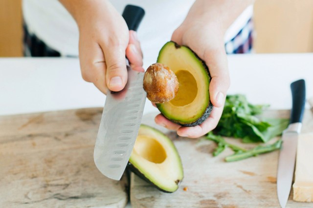 cutting an avocado 