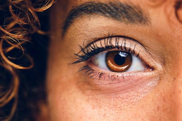 Close-up of woman's brown eye