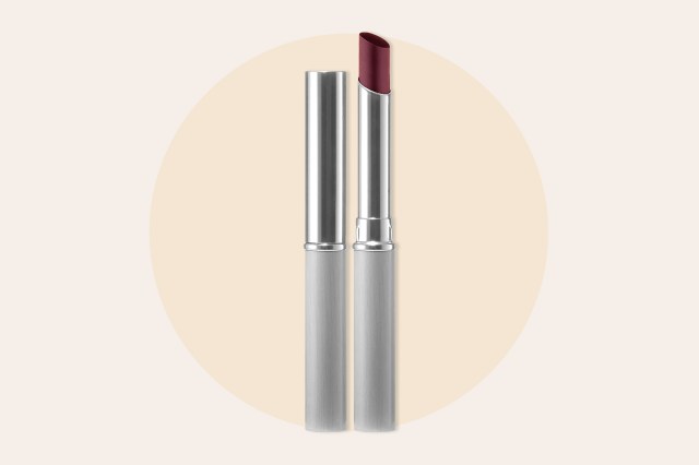 Silver tube of dark red/purple lipstick
