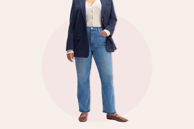 Woman wearing blue jeans and blazer