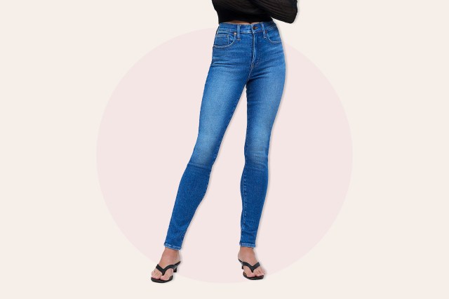 Woman wearing blue jeans