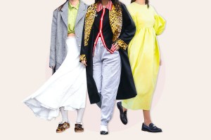 Collage of three woman wearing fashionable clothes and shoes