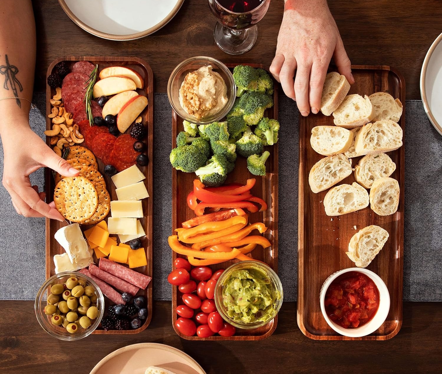 snacks on serving trays
