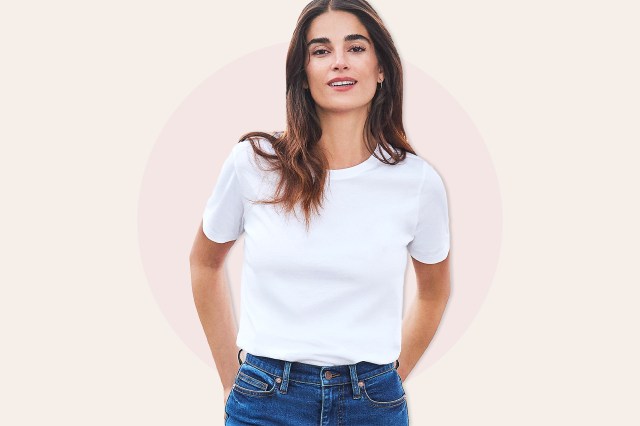 Woman wearing white t-shirt