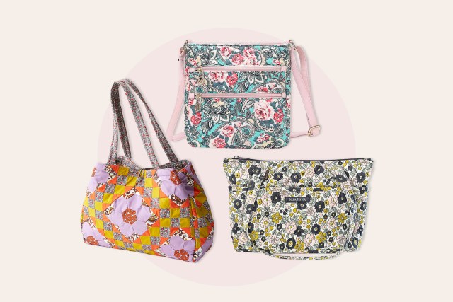 Collage of 3 quilted handbags