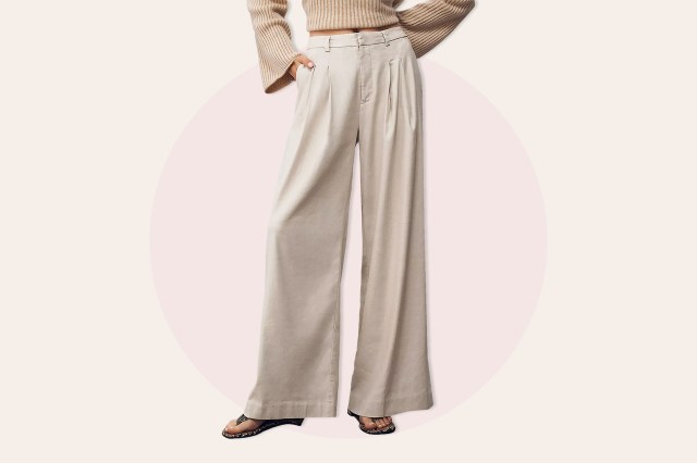 Beige wide-leg trousers