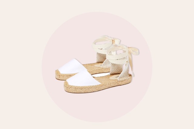 White, lace up espadrille sandals