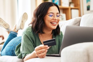 Woman shopping online