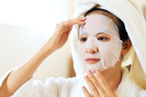 woman wearing beauty sheet mask