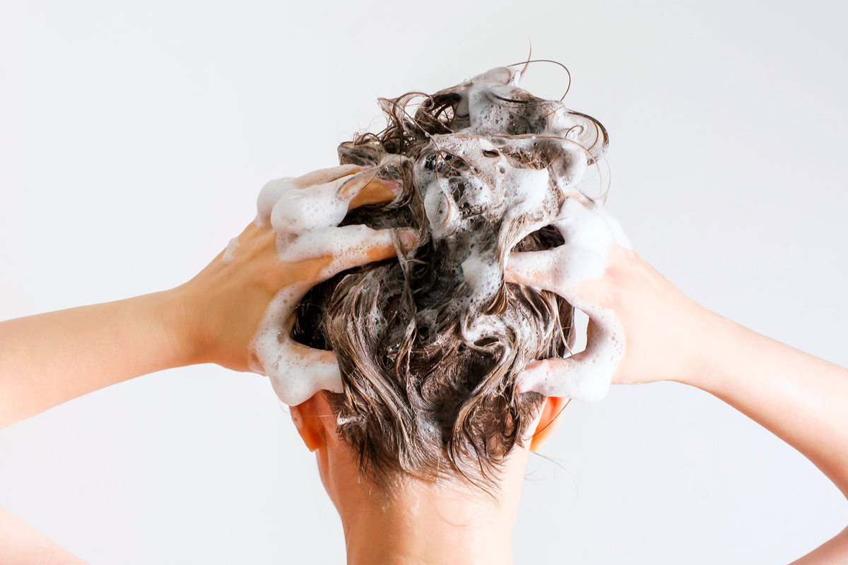 Woman washing her hair